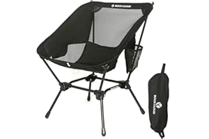 ROCK CLOUD Portable Camping Chair Ultralight Folding Chairs Compact Outdoor for Camp Hiking Backpacking Lawn Beach Sports Black