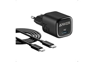 ‎ANKER Anker Ładowarka 25 W, kompaktowy zasilacz USB C, szybka ładowarka PPS do Galaxy S24/Z Fold/Z Flip/Tab, iPhone 16/15 Series, iPad (w zestawie kabel USB C o długości 1,5 m)