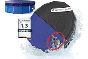 Planenfux® Poolabdeckung rund 400 cm (Für Ø 366-400 cm Becken) | 2-in-1 Poolplane aus 200g/m² PE Material | UV-resistente Sommer & Winterabdeckung | Solar Pool Abdeckplane | Ø460cm Rundpool Abdeckung