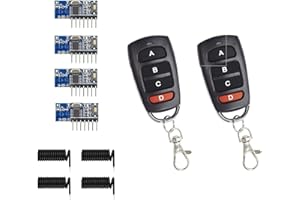 QIACHIP Modulo RF wireless RX480E-4C 433Mhz 2 trasmettitori e 4 ricevitori Kit di uscita a 4 canali con telecomando Codice di apprendimento 1527