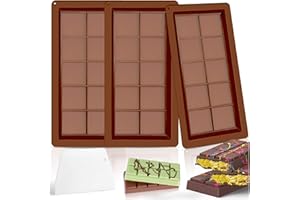 KutaKuta 3 Pièces Moules à Chocolat en Silicone, Moule pour barres chocolatées profondes avec spatule, Ã Chocolat Super Profonds, Tablette Chocolat Profond Antiadhésifs Cuillère à thé