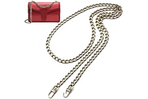 Anvin 120cm Flat Chain Strap DIY Iron Handbag Chains Replacement Purse Straps Shoulder Crossbody Wallet Chain with Metal Buckles for Belt Bag Clutch Pouches(Sturdy Big Chain Links Lightweight-Bronze)