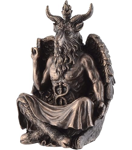 VOGLER Joh. Vogler GmbH Baphomet Deity on throne bronzed by Veronese devil Satan Figure 24 cm