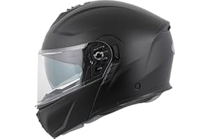 MTR K-4 Evo Klapphelm, als Jethelm & Integralhelm ECE 22.06 Geprüft, Motorradhelm mit Sonnenvisier, Mopedhelm mit Komfort-Innenfutter, Motorradhelm Herren & Damen, Matt Schwarz, XS-XXL