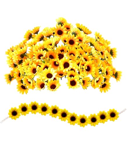 Lot De 30 Tournesols Artificiels - Fleurs Décoratives Jaunes 10 Cm, Pour Mariage, Décoration Maison, DIY, Artisanat, Fêtes - 12