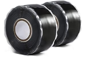 QILIMA 2 Rolls Self Fusing Silicone Tape Waterproof Repair Sealing Tape Black Leak Repair Tape Self Amalgamating Rubber Tape for Pipe Water Hose Leakage Sealing Repairing (25mm x 3m)