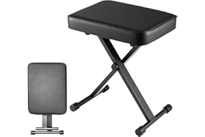 GENERIC Piano Stool Keyboard Stool X-Style Padded Folding Piano Bench Adjustable Height With High-Density Sponges Non-Skid Design Black