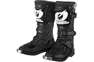 O'NEAL | Botas de Motocross | Niños | Moto de Enduro | Confort gracias a la malla de aire interior, cuatro hebillas, material sintético | Botas Rider Pro Youth | Negro | Talla 2/34