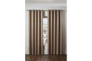 Emma Barclay Ambiance Thermal Blackout Eyelet Curtains – 3D Embossed Curtains With Reflective Reverse Weave in Taupe - Width 46 x Drop 72" (116 x 183cm)