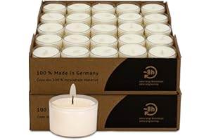 DecoLite: 100 Teelichter Nightlights in transparenter Hülle | 8 Stunden Brenndauer | 100% made in Germany | RAL Geprüft | höchste Qualität | Kerzen in Durchsichtigem Behälter - Ohne Duft (100)