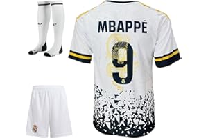IHIMI Mbappe R.Madrid #9 smok retro limitowana edycja trykotu dla dzieci i spodenek, koszulka sportowa, koszulka treningowa, koszulka dziecięca, koszulka z krótkimi fanami piłki nożnej (4-13 lat)