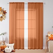 Kotile Vintage Floral Curtains 52x84 Inch - Orange/White Room Darkening Grommet Panels, Set Of 2 - View #6