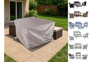 Garden Furniture Covers For 4pc Rattan Sets XEO HOME Waterproof Rain Covers Outdoor Indoor Patio 4 Pieces Table and Chairs Cover Heavy Duty Fabric Cover Windproof Rectangular Anti-UV 120*120*81 CM