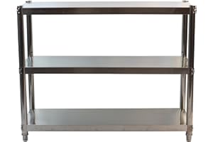 GOLDBEARUK Stainless Steel Kitchen Shelving Unit - Hygenic Kitchen Storage Solution - 3 Tier (Large 100x80cm)