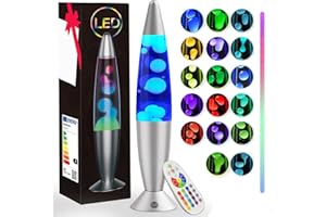 ‎AONESY AONESY Lavalampe Groß mit 17 Farbwechsel Steuerbar: Lavalampen Schwarz mit Fernbedienung für Kinder Erwachsene | Lavalampe Glitzer für Schlafzimmer/Wohnzimmer/Büro-34cm Weiß