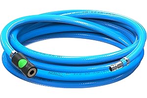 AUPROTEC Juego de manguera de aire comprimido de 8 mm de diámetro interior, manguera de PVC de 15 m, con acoplamiento de seguridad Prevost S1 para compresor de aire comprimido, manguera de compresor