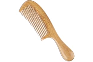 Onedor - Peigne à cheveux en bois de santal vert naturel et artisanal - Démêlant naturel, anti-statique et parfumé pour hommes et femmes (peigne à dents fines)