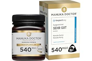 ‎MANUKA DOCTOR MANUKA DOCTOR | MGO 540+ Manuka Honig Monofloral | 250g | 100% Reiner Neuseeland Honig | Zertifiziert RAW | Nicht-GVO | Unabhängig Labortestet | Rückverfolgbar vom Bienenstock bis nach Hause