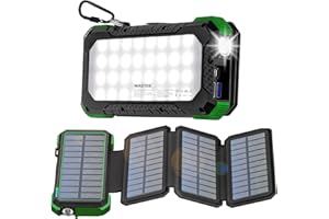 WASTDE Solar Powerbank 26,800mAh mit Solarpanel, Solar Ladegerät Powerbank USB-C 18W Ausgang/Eingang Schnellladung mit Campinglicht und Licht(SOS), Outdoor Externe Akkus Wasserdicht für Handy Tablets