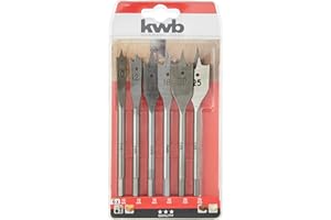 kwb 512490, Juego de brocas planas para madera de 10, 12, 16, 18, 20 y 25 mm