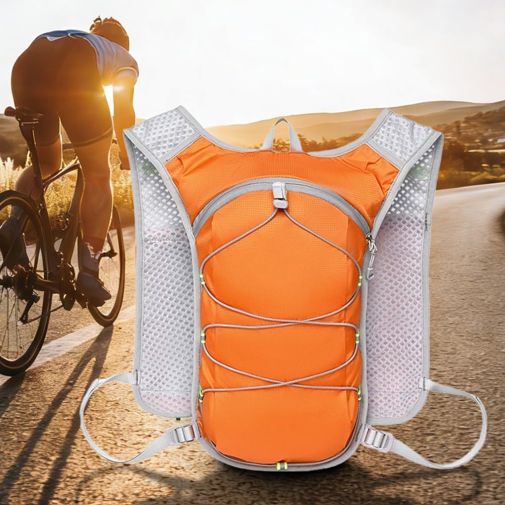Mochila ligera de viaje, senderismo, ciclismo, correas de hombro ajustables, chaleco de hidratación para correr para senderos al aire libre para hombres y mujeres, color naranja