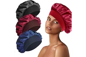 WINBEST 3 Stück Seidenhaube zum Schlafen, Schlafhaube Seide Silk Bonnet Satin Bonnet Sleep Cap Schlafhaube Haare Schützen Lockenhaube zum Schlafen Bonnet Seide Satin Haarhaube für Die Nacht