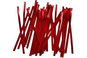 PICTURE PERFECT PARTY 4" / 10cm Metallic Twist Ties [Pack of 100] Available in Silver, Gold, Red, Blue, Purple & Green (Metallic Red)