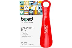DIE SCHUHANZIEHER biped Calzador de plástico 18 cm – Calzador pequeño y ergonómico, ideal para viajes, niños y adultos – Calzador corto para zapatos fácil de usar z1560(rojo)