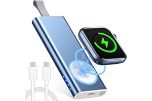 EOIWUY Chargeur Compatible avec Apple Watch, Portable 1400mAh Batterie Externe Induction Magnétique avec 4 Indicateurs LED & Boucle en Silicone, Compatible avec iWatch Series Ultra/9/8/7/6/5/4/3/2/SE