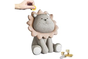 ‎DELAMIYA Delamiya Spardose Kinder, Braun Löwe Sparschwein, Bruchsichere Sparschwein aus Harz, Sparschwein Ornament, Wiederverwendbare spardosen für Jungen, Mädchen und Erwachsene