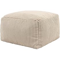 Pouf Icon Iggy Tissu Bouclé Crème - Repose-Pieds Rond Confortable Et Décoratif