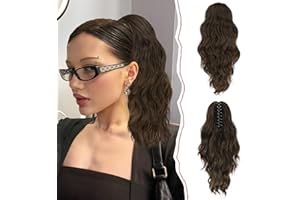 ‎SOFEIYAN Sofeiyan Pferdeschwanz Verlängerung Clip in Klaue Haarteil Ponytail Haarverlängerung Langer Gewellt lockiger Pferdeschwanz mit Klammer Haarverlängerung Kunsthaare Hitzebeständig für Frauen, Braun Mix