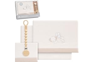 Interbaby - Juego Sabanas Cuna 60x120 Poliester 100% | Sabana Cuna Coralina, Cálida, Suave | Incluye Sabana Bajera, Encimera y Funda de Almohada | Ideal para Invierno | Elefante Globo Corazón Beige