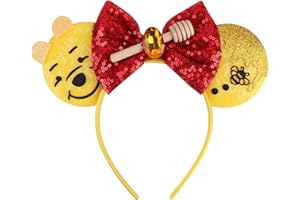 DRESHOW Mouse Ears Bow Headbands Glitter Party Decoration Cosplay Costume for Women