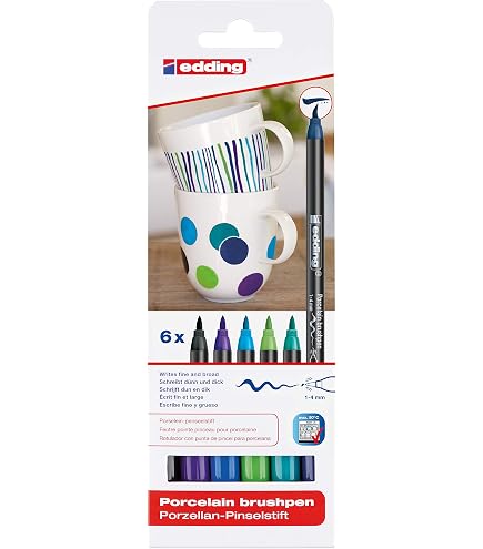EDDING Porzellan Pinselstift 4200 6er Set -Cool Colors