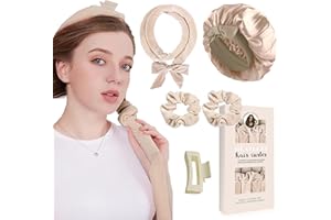 KERATOBLEEM Locken Ohne Hitze,Samt Lockenwickler Über Nacht mit Schlafmütze, Hair Curler DIY Haare Lockenband Frisurenset,Lockenwickler Über Nacht,Heatless Curls Band für Langes Mittleres Haar-Khaki