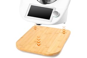 MUUKAIII Gleitbrett für Thermomix TM6 TM5, Schnelles Bewegen Rollbrett für Thermomix Vorwerk Küchenmaschine TM6 TM5 Zubehör Unterlage Brett, Gleitbrett aus Bambus Holz