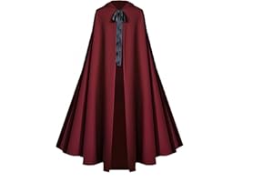 Proumhang Halloween Caplak para Adultos -Disfraz de Capa de Bruja Medieval Renacentista para Hombres y Mujeres,Hobbit Cosplay Corta Capa 130cm Rojo vino