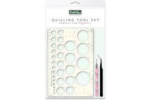 Katy Sue Beginner's Quilling Tool Set - Containing 10mm Quilling Tool, Metal Tweezers with Angled Tip & Quilling Measure Board