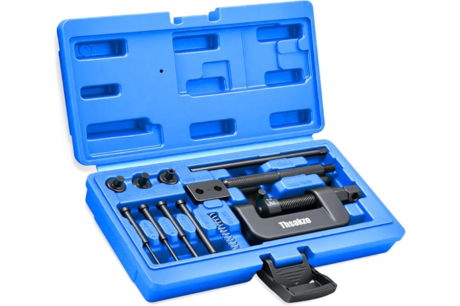 Thsakzo 13Pcs Motorcycle Chain Breaker and Rivet Tool Kit - Universal Chain Tool for Sizes 25 to 630, Chain Link Removal Tool for Dirt Bike, ATV, Bicycle, and Cam Chains