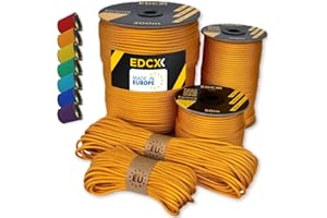 EdcX Paracord 4 mm, más de 35+ Colores sólidos (10 m, 15m, 30m, 50m, 100m, 300m) | Ideal para Camping, al Aire Libre | Cuerda 100% Nailon 4mm | Cuerda Tactica 550 Tipo III