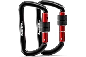 ‎FRESKARO FresKaro Schraubkarabiner, Extra Stark Schloss Karabiner, 7075 Aluminium, 12kN/1224kg, Ultraleicht, Rostfrei, Belastbar, für Hängematte, Schlüssel, Hundeleine, Camping, Aerial Yoga, Größe 8cm, Schwarz