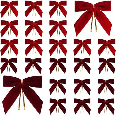 10 Stück Rote Weihnachtsschleifen – Samtige Dekoschleifen - Germany