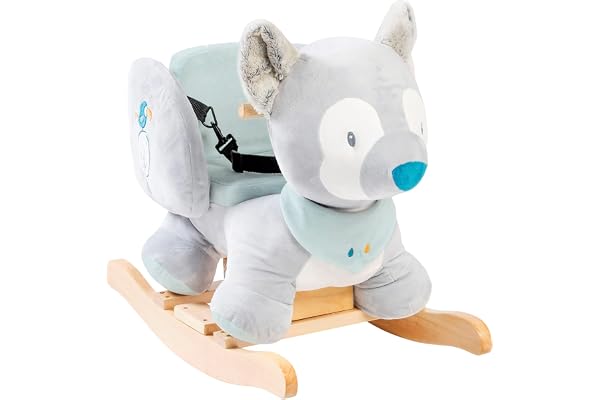 NATTOU Animal à Bascule Loup Tiloo, 10-36 Mois, 60 x 36 x 50 cm, Gris 498142