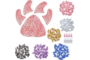 BAKERMICHE 120 Stück Katzennagelkappen Colourful Cat Claw Caps Weiche Haustier Katzenkrallenkappen 6 Farbe Katzenpfoten Pflege Soft Cat Claw Covers with Adhesives Soft Designer Nail Caps Nagelkrallen Abdeckung