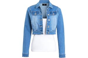 SS7 Womens Cropped Denim Jacket Stonewash Blue
