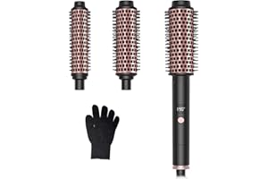 OKWRAP Thermal Brush, 3 in 1 Cepillo térmico Set Mit 30/38/45 mm,rizador de pelo antalla LCD de 110 a190 °C,cepillo moldeador de pelo, peine alisador de cabello, cepillo. cepillo rizador de doble voltaje