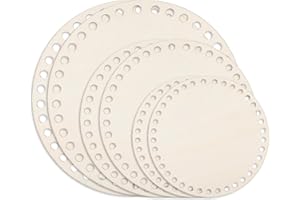 JAARSSHO 6PCS Korbboden zum Häkeln,Holzboden für Häkelkorb,Korbboden,Naturholzkorbboden Rund Häkelkorb,mit 10 Maschenmarkierer,10/15/20cm Zwei von jeder Größe, für DIY Korbflechten und Nähtaschen (Rund)