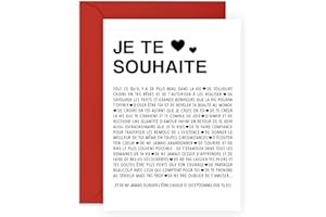 Central 23 Carte d'anniversaire douce pour femme - JE TE SOUHAITE - Carte de voeux pour homme - Cadeau d'anniversaire pour ami - Pour la Saint Valentin - Livré avec autocollants