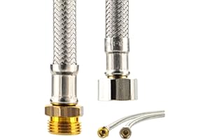 tecuro Wąż przyłączeniowy sanitarny 1/2 ÜWM x 1/2 AG x 300 mm, nadaje się do wody pitnej wg KTW-A- W 270 DVGW, odporny na temperaturę do 90°C